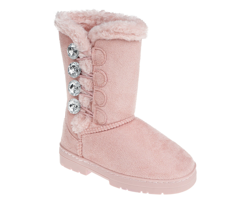 bebe Girl's Fur Lined Winter Boot with Rhinestone Details
