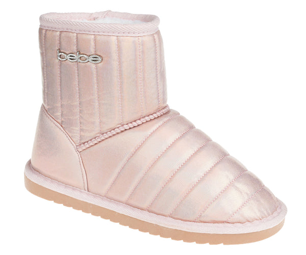 bebe Girl's Winter Boots Fur Boot Cuffs Sherpa Lined Shearling Microsuede Boots - Warm Boots For Girls, Rose Gold