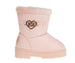 bebe Girl's Winter Boots Fur Boot Cuffs Sherpa Lined Shearling Microsuede Boots - Warm Boots For Toddler, Rose Gold/Sand