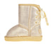 bebe Girl's Winter Boots Fur Boot Cuffs Sherpa Lined Shearling Microsuede Boots - Warm Boots For Toddler, Light Gold/Pink