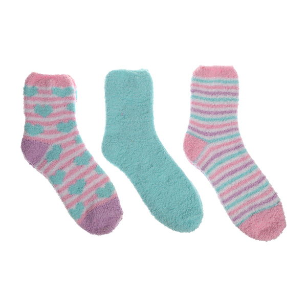Betsey Johnson Women's 3 Pairs Cozy, Fuzzy, Warm and Slippers Crew Socks with Gift Box - Cute Fluffy Socks for Women