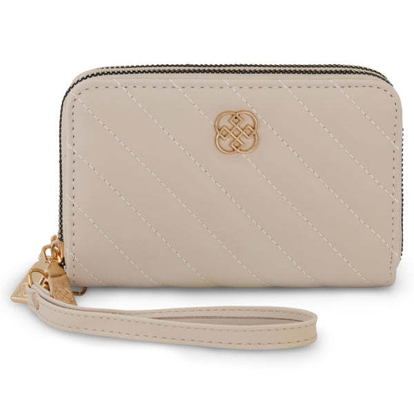 Daisy Fuentes Women's Diagonally Quilted Compact Wallet, Large Capacity with Double Zipper Closure
