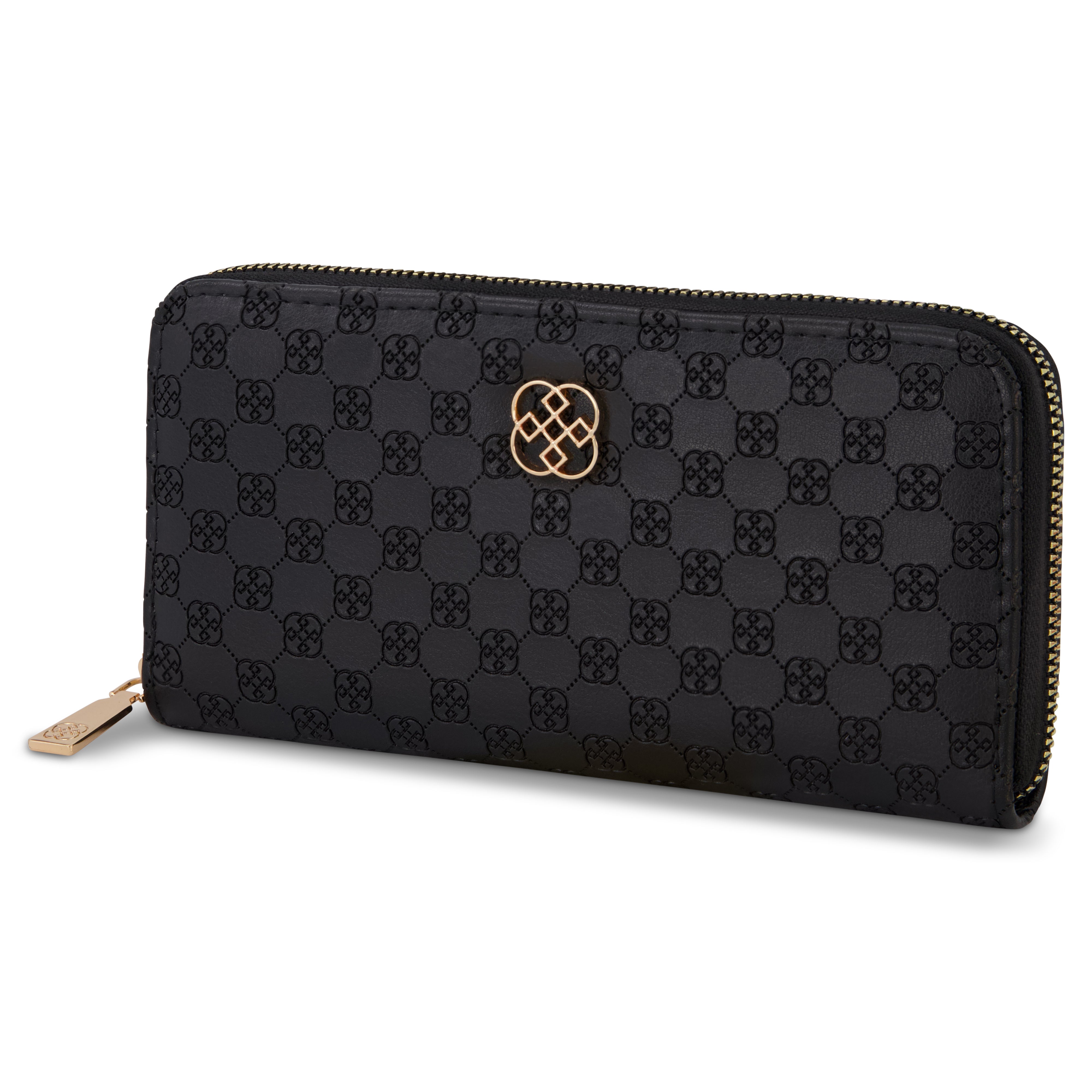 Signature Monogram Large Zip-Around Wallet, BLUE