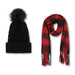 Tahari Women's Classic Buffalo Plaid Cozy Scarf and Knit Beanie Set