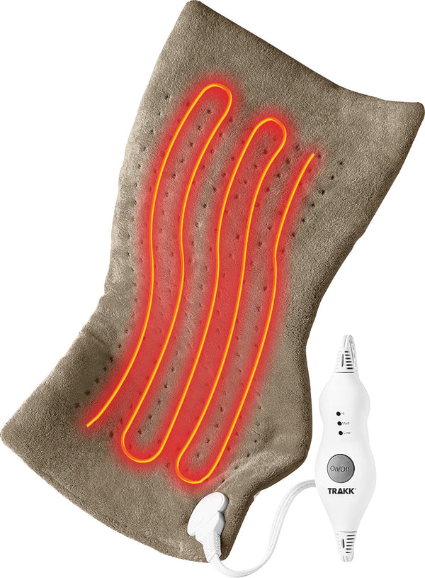 TRAKK Large Heating Pad - LCD Controller with Multiple Settings for Cramps, Back, Neck, & Shoulder Pain Relief, Moist Heat Option, Machine Washable, 12" x 24"