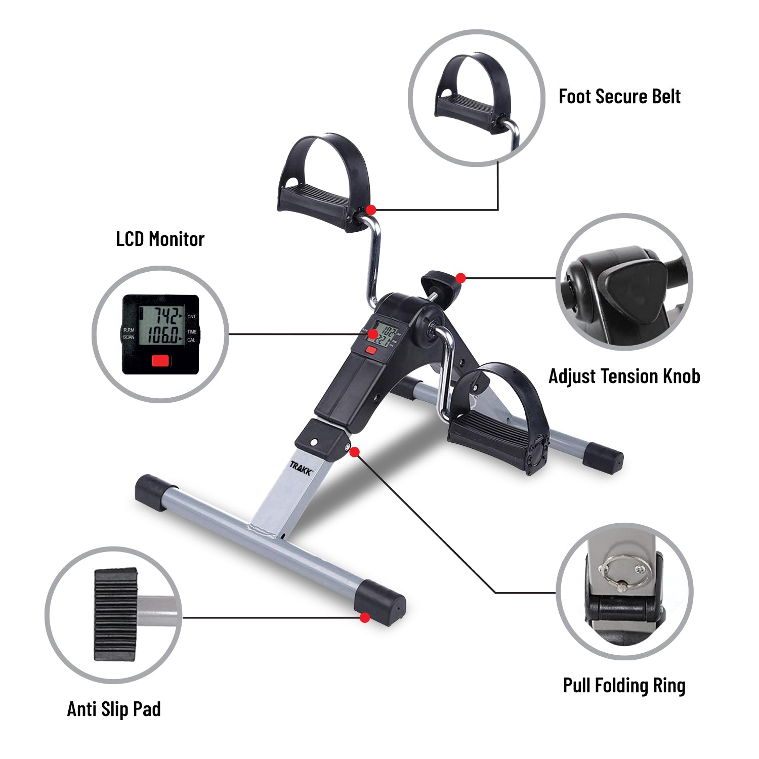 mini bike pedal TRAKK Mini Exercise Bike, Under Desk Bike Pedal Exerciser Portable Foo – Trendilize