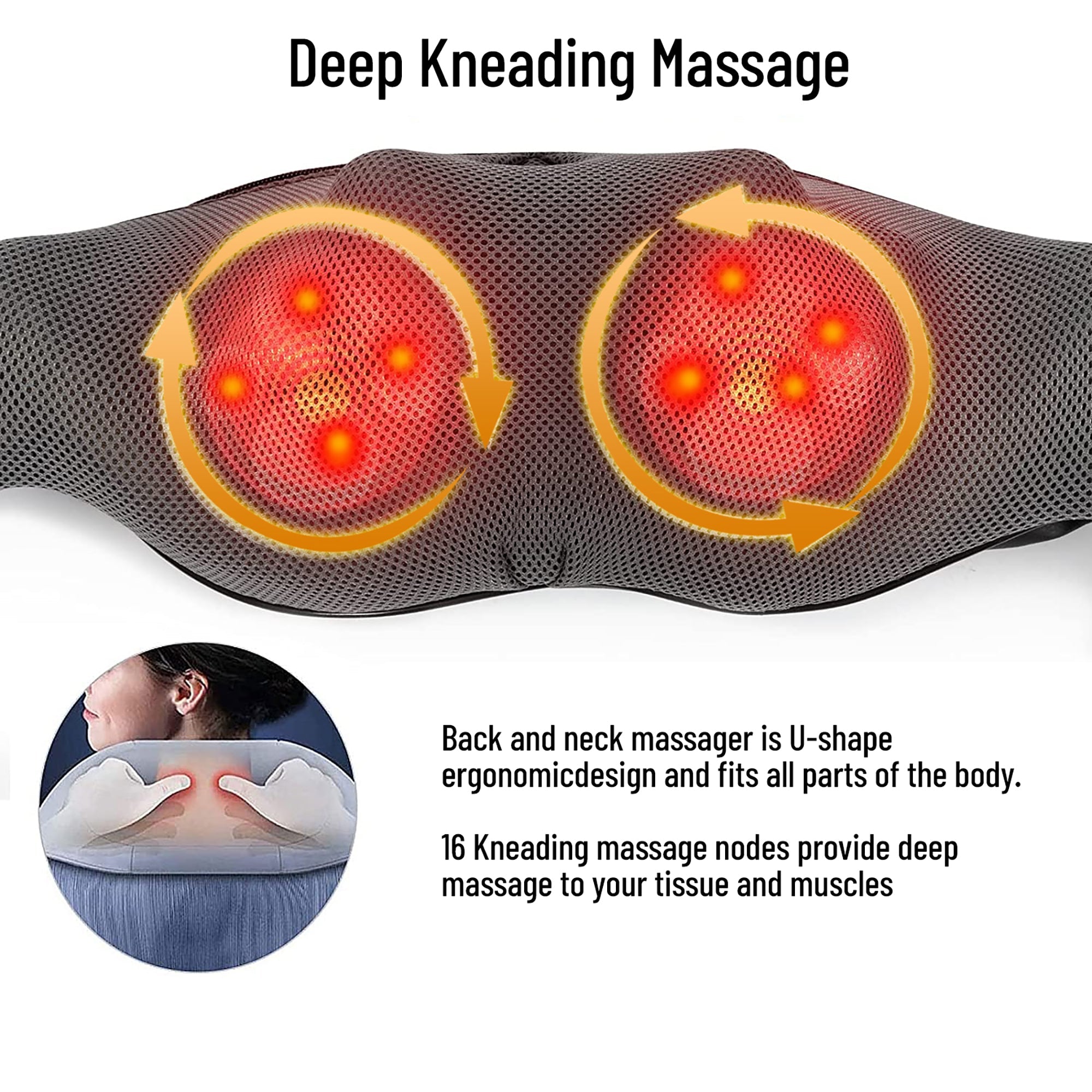 TRAKK Shoulder Shiatsu Neck and Back Massager with Soothing Heat, Elec –  Trendilize