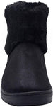 Via Rosa Womens Short Mid Calf Shimmer Winter Boots with Faux Fur Shaft and Sparkly Rhinestone Embellishments