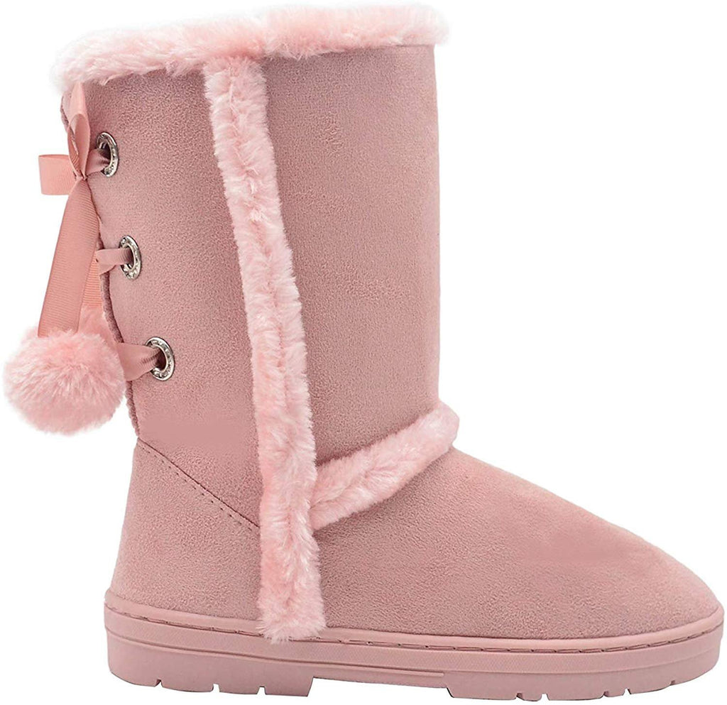 Via Rosa Womens 11 Inch� Mid High Tall Microsuede Winter Boots with Faux Fur Trim and Rhinestone Embellishment