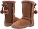 Via Rosa Womens 11 Inch� Mid High Tall Microsuede Winter Boots with Faux Fur Trim and Rhinestone Embellishment