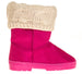 Sara Z Girl's Suede Lug Sole Winter Boot With Fold-Over Sweater Cuff (Fuchsia), Size 4-5