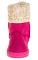 Sara Z Girl's Suede Lug Sole Winter Boot With Fold-Over Sweater Cuff (Fuchsia), Size 4-5