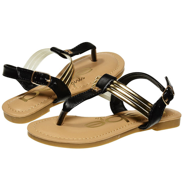 bebe Summer Flat Slingback Sandals T Strap Thong Shoes for Girls Big Kid