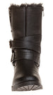 Sara Z Ladies Pu Moto Boot with Snap Closure (Black), Size 10