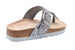 bebe Girls' Glitter Footbed Sandal Little Kid Big Kid Slip On Slide Shoe with Metallic Buckle