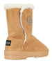bebe Girls Microsuede Winter Boots with Faux Fur Cuffs Casual Warm Slip-On Shoes