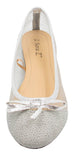 Sara Z Ladies Starry Glitter Mesh Ballet Flat Slip On With Bow, (See More Colors and Sizes)