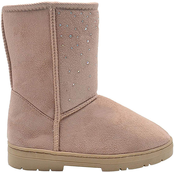 Via Rosa Womens 8 Inch� Mid Calf Microsuede Winter Boots Embellished with Sparkly Rhinestones