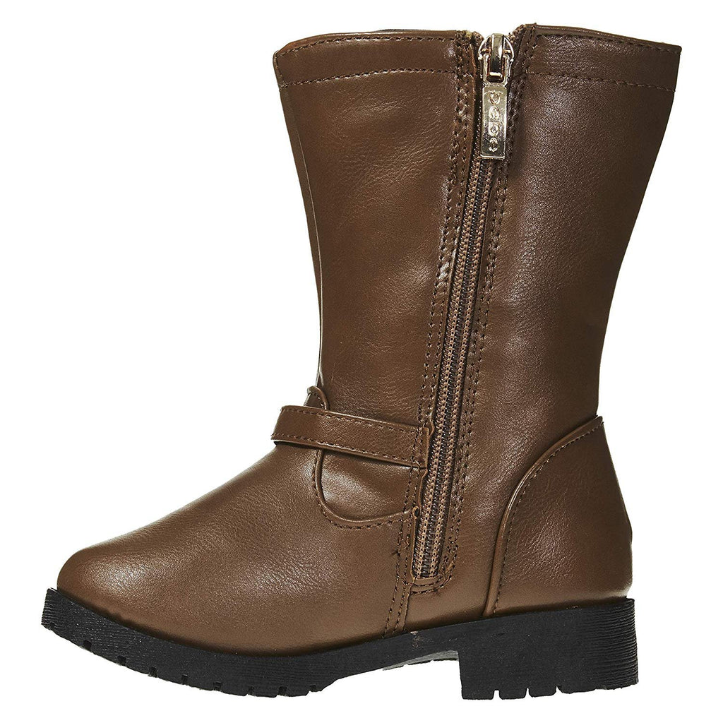 bebe Toddler Girls Riding Boots Side Bow Slip-On Low-Heel Fashion PU Shoes