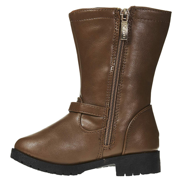 bebe Toddler Girls Riding Boots Side Bow Slip-On Low-Heel Fashion PU Shoes