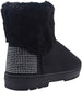 Via Rosa Womens Short Mid Calf Shimmer Winter Boots with Faux Fur Shaft and Sparkly Rhinestone Embellishments