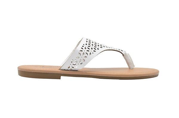 Chatties Ladies Fashion Sandals Pu Slip On Summer Flats with Cut Out Detail