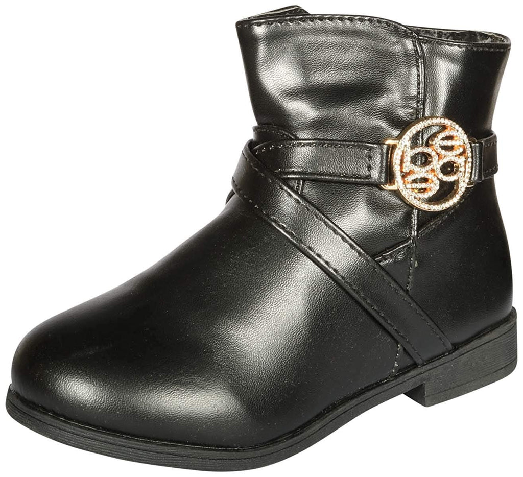 bebe Girls Riding Boots with Medallion 12 Black/Gold