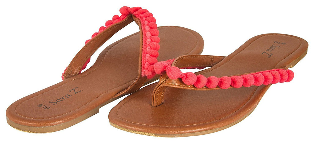 Sara Z Ladies Pom Pom Thong Sandal