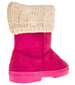 Sara Z Girl's Suede Lug Sole Winter Boot With Fold-Over Sweater Cuff (Fuchsia), Size 4-5