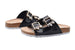 bebe Girls' Footbed Sandal Little Kid Big Kid Slip On Slide Shoe with Rhinestone Buckle