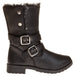 Sara Z Ladies Pu Moto Boot with Snap Closure (Black), Size 10