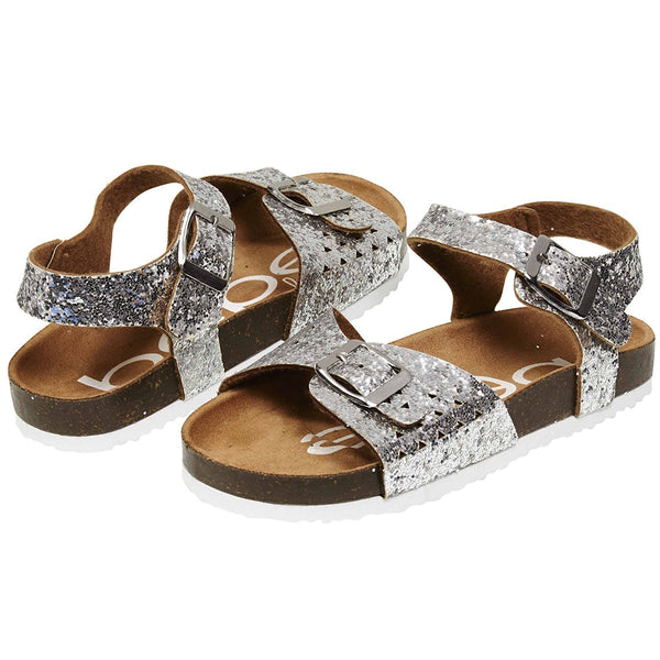 bebe Glitter Footbed Sandals with Double Buckles for Girls