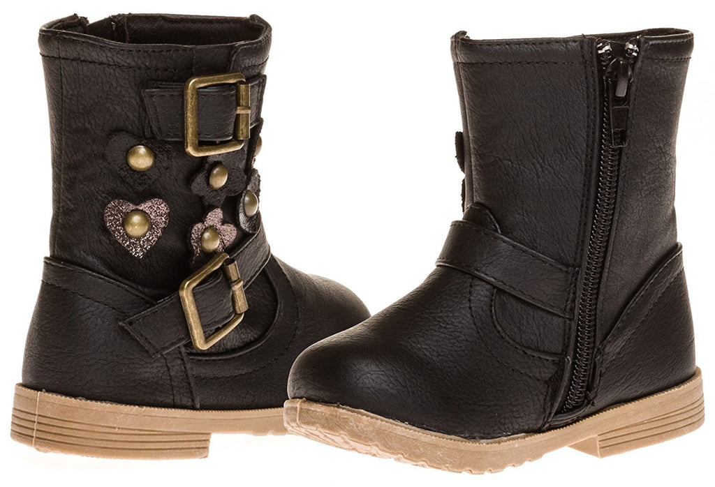 Sara Z Toddler Girls Boot With Glitter hearts and Flowers (See More Colors & Sizes)