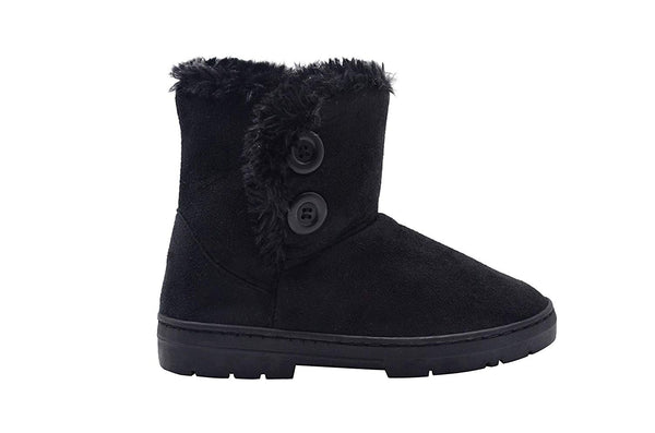 Chatz Womens 6 Inch� Short Mid High Microsuede Winter Boots with Faux Fur Trim