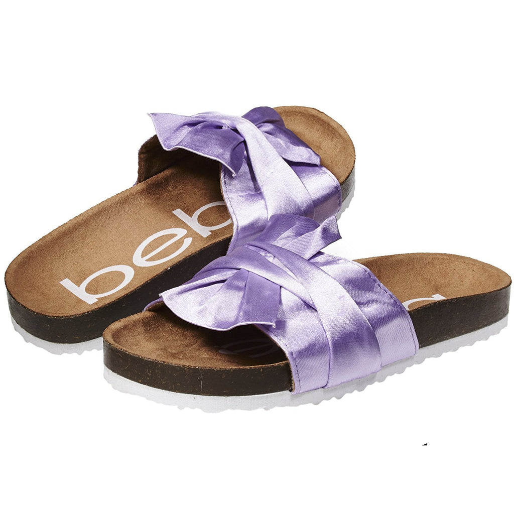 bebe Footbed Slide Sandals with Satin Knot for Girls