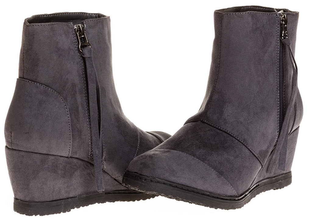 Sara Z Ladies Microsuede Wedge Boot (Grey), Size 10