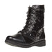 Women's Smooth PU Combat Boots Flip Sequin Lace-up Fashion Shoes