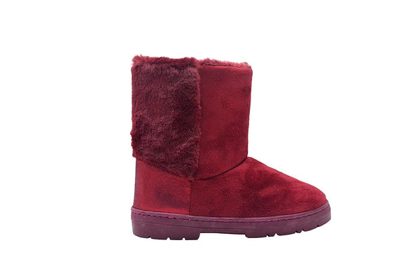 Via Rosa Womens 7 Inch� Mid Calf Microsuede Winter Boots with Faux Fur Back Shaft Embellishment
