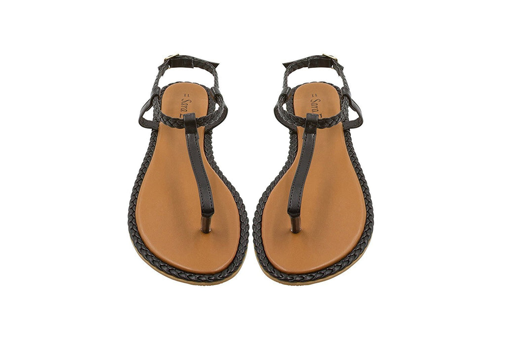 Sara Z Ladies Pu Thong Sandal with Woven Welt