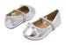 Sara Z Toddler Girls Ballet Flat Slip On With Elastic Arch Strap and Bow, Metallic or Patent (See More Sizes and Colors)