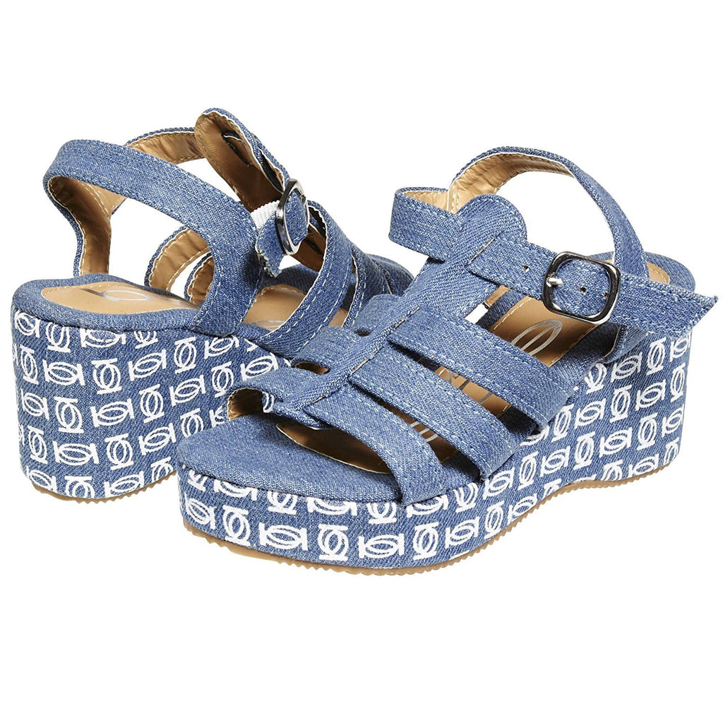 bebe Fashion Denim Wedge Slingback Sandals Classical Comfortable for Girls Big Kid