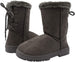 Chatties Chatz Womens Slip On Mid Calf 8" Microsuede Winter Boots with Faux Fur Trims and Lace Up Back