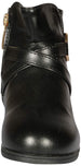 bebe Baby Toddlers Girls Black/Silver Knee High Cut Riding Boots With Medallion and Side Zip Size 7