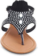 Gold Toe Women’s Rhinestone Thong Sandal with Ankle Strap and Demi Wedge - Open Toe Fashion Bling Summer Slide