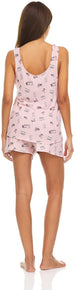 Women's Comfy Sleepwear Tank Top with Runner Shorts, 2-Piece Fuzzy Pajama Set