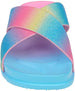 Girl's Summer Open-Toe Sparkly Glitter Flat Slide Sandals with Criss-Cross Straps