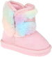 bebe Girls Cute And Fluffy Rainbow Faux Fur Chatz Warm Winter Snow Boots for Toddler Girls