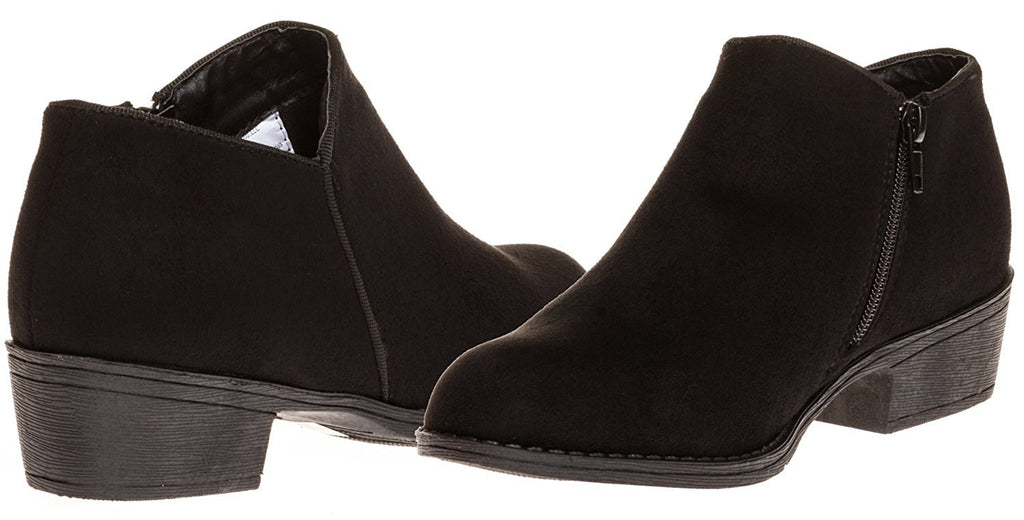 Sara Z Ladies Microsuede Bootie with Side Zipper (Black), Size 10