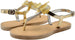 Via Rosa Womenâ€™s Metallic T-Strap Sandal with Rhinestones, Bow and Adjustable Back Strap - Fashion Bling Summer Shoes