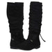 Women's Microsuede Knee-High Riding Boot Wrap Around Bow Straps Slide-On Fashion Shoes